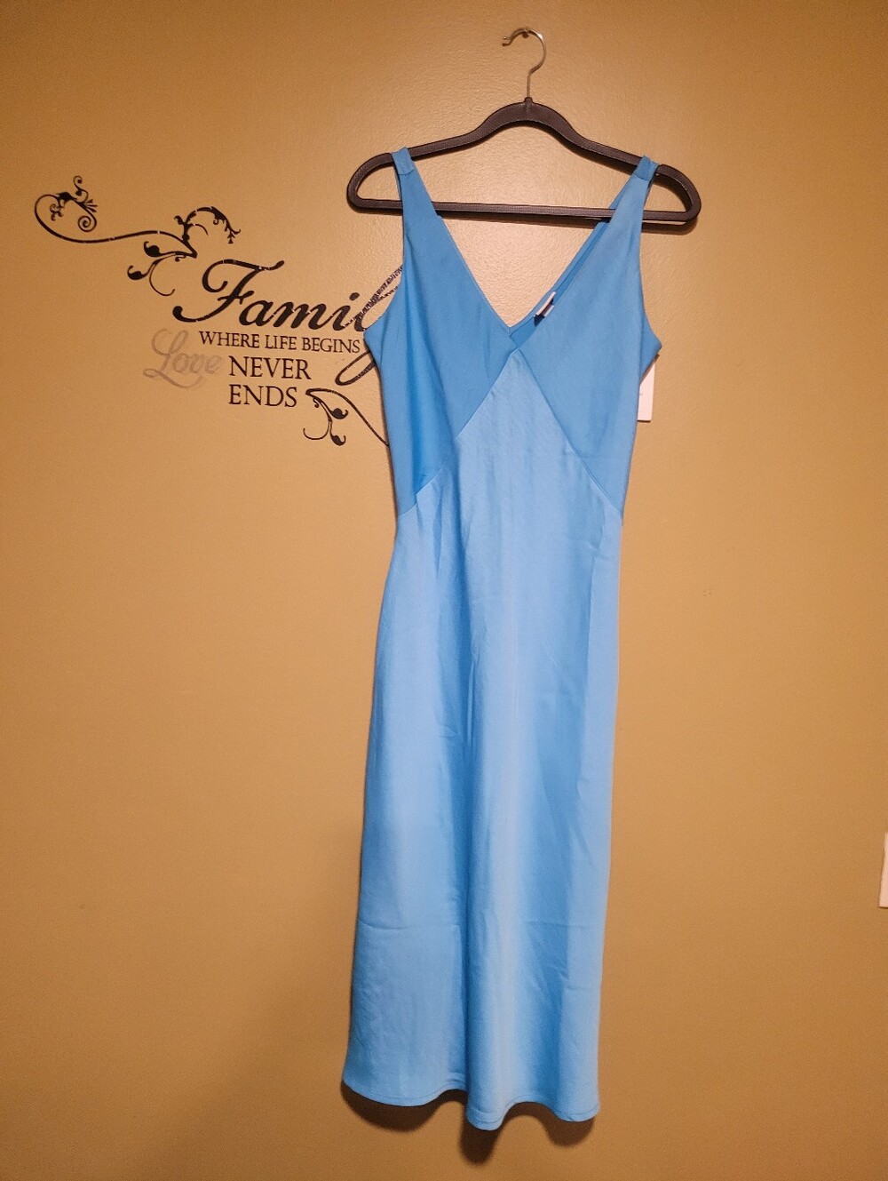 Blue V-Neck Slip Dress